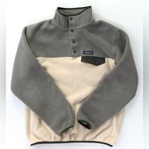 Patagonia Lightweight Synchilla Snap-T Fleece Pullover Ivory & Gray Size Large
